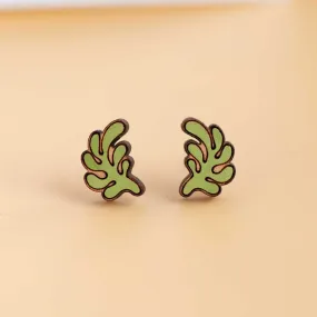 Hand-painted Green Coral Earrings - PES13104