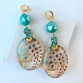 Hand Painted Sage Statement Earrings