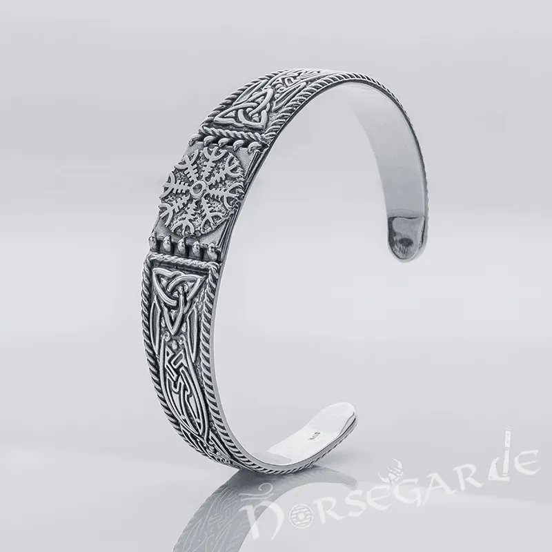 Handcrafted Ornamental Helm of Awe Arm Ring - Sterling Silver