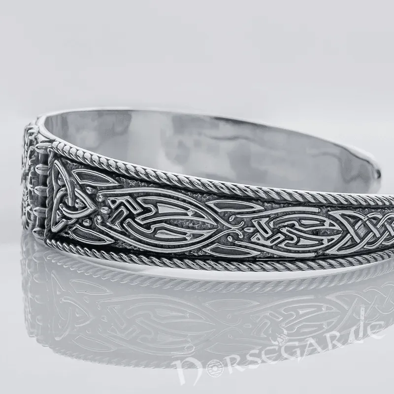 Handcrafted Ornamental Helm of Awe Arm Ring - Sterling Silver