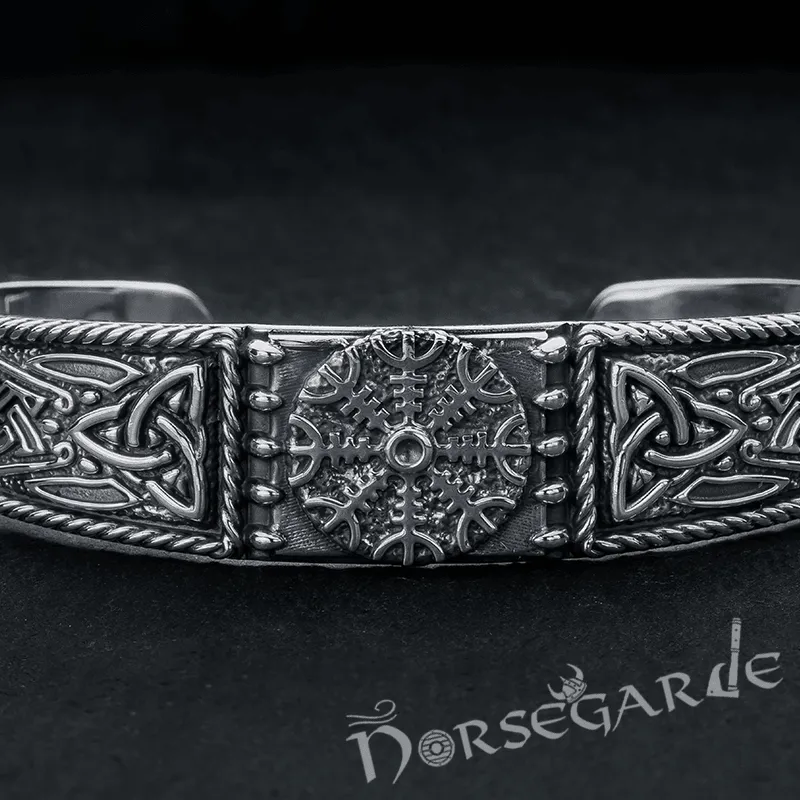 Handcrafted Ornamental Helm of Awe Arm Ring - Sterling Silver