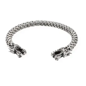 Handmade 925 Sterling Silver Dragon Bangle For Men