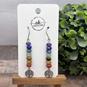 Handmade Seven Stone Natural Gemstone Beaded Titanium or Sterling Silver Earrings