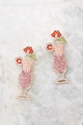 Here's To Vacation Days Pink Beaded Earrings