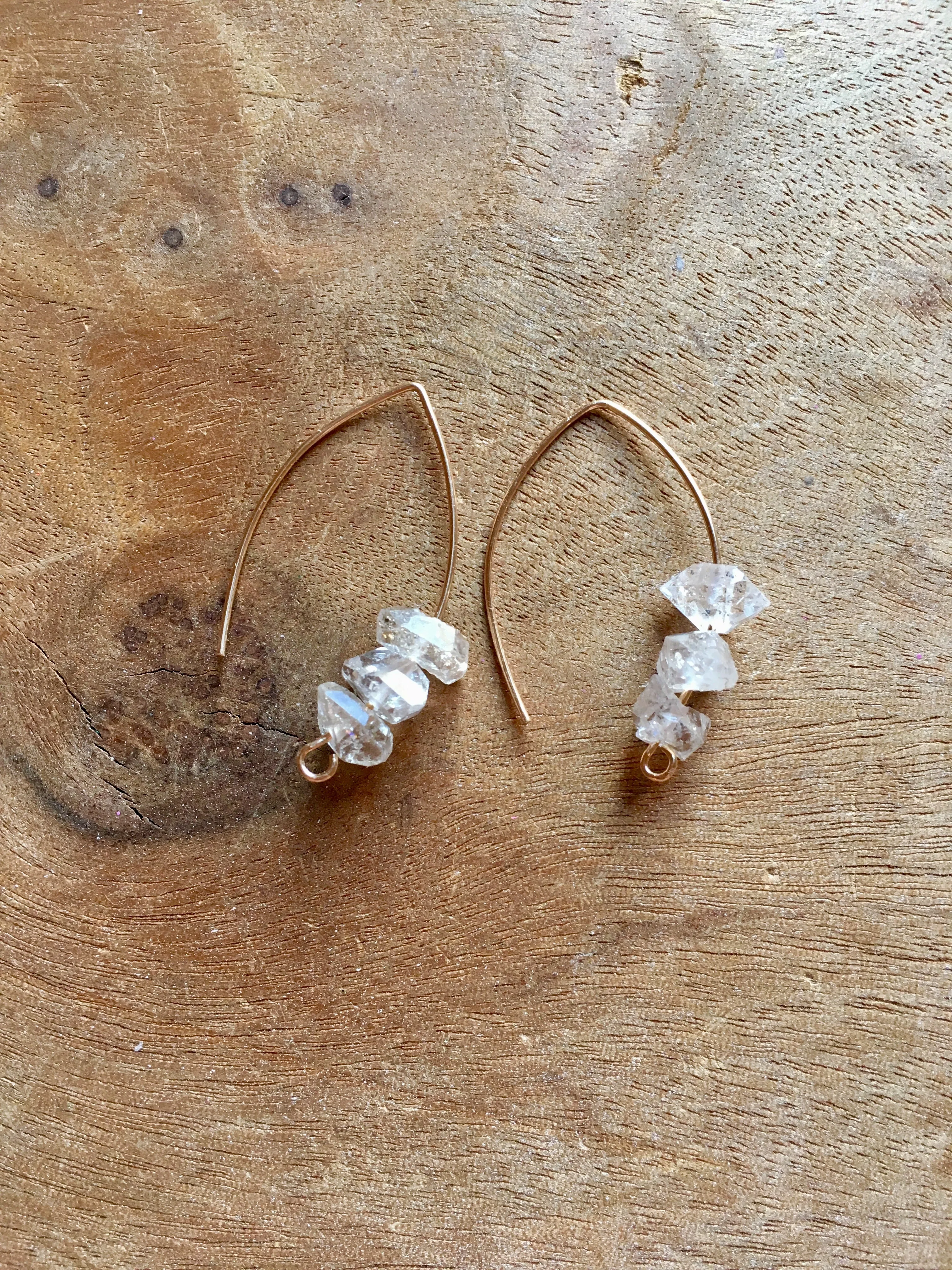 Herkimer Diamond Earrings Raw Crystal April Birthstone Jewelry