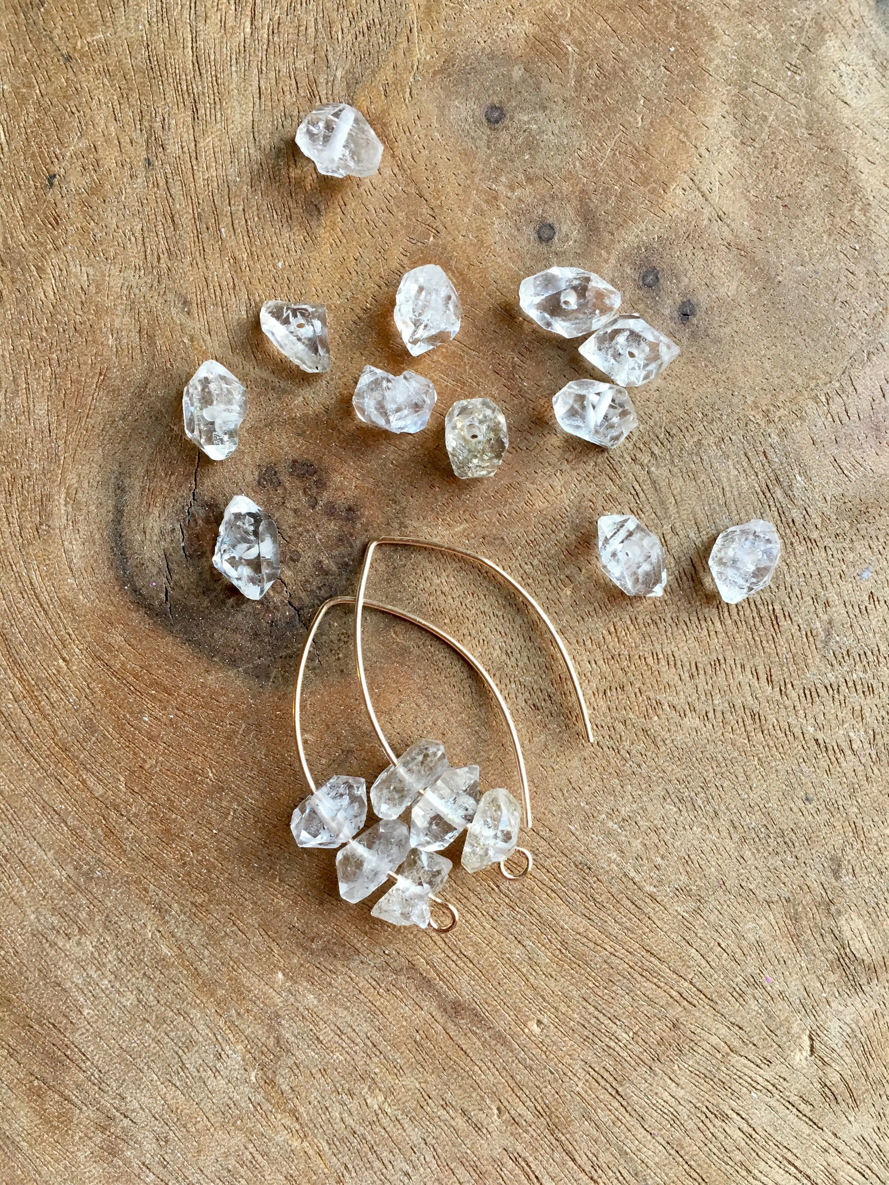 Herkimer Diamond Earrings Raw Crystal April Birthstone Jewelry