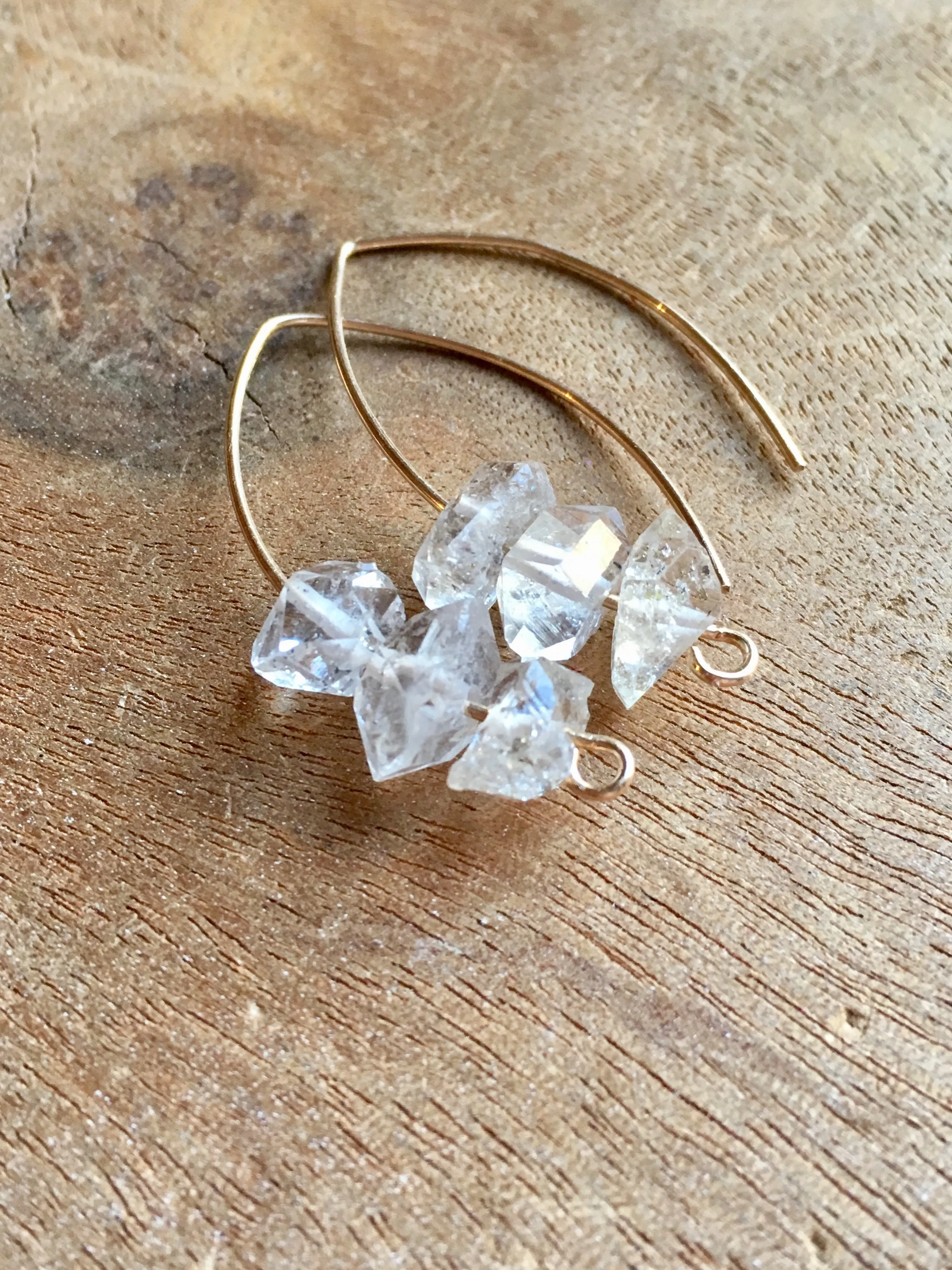 Herkimer Diamond Earrings Raw Crystal April Birthstone Jewelry