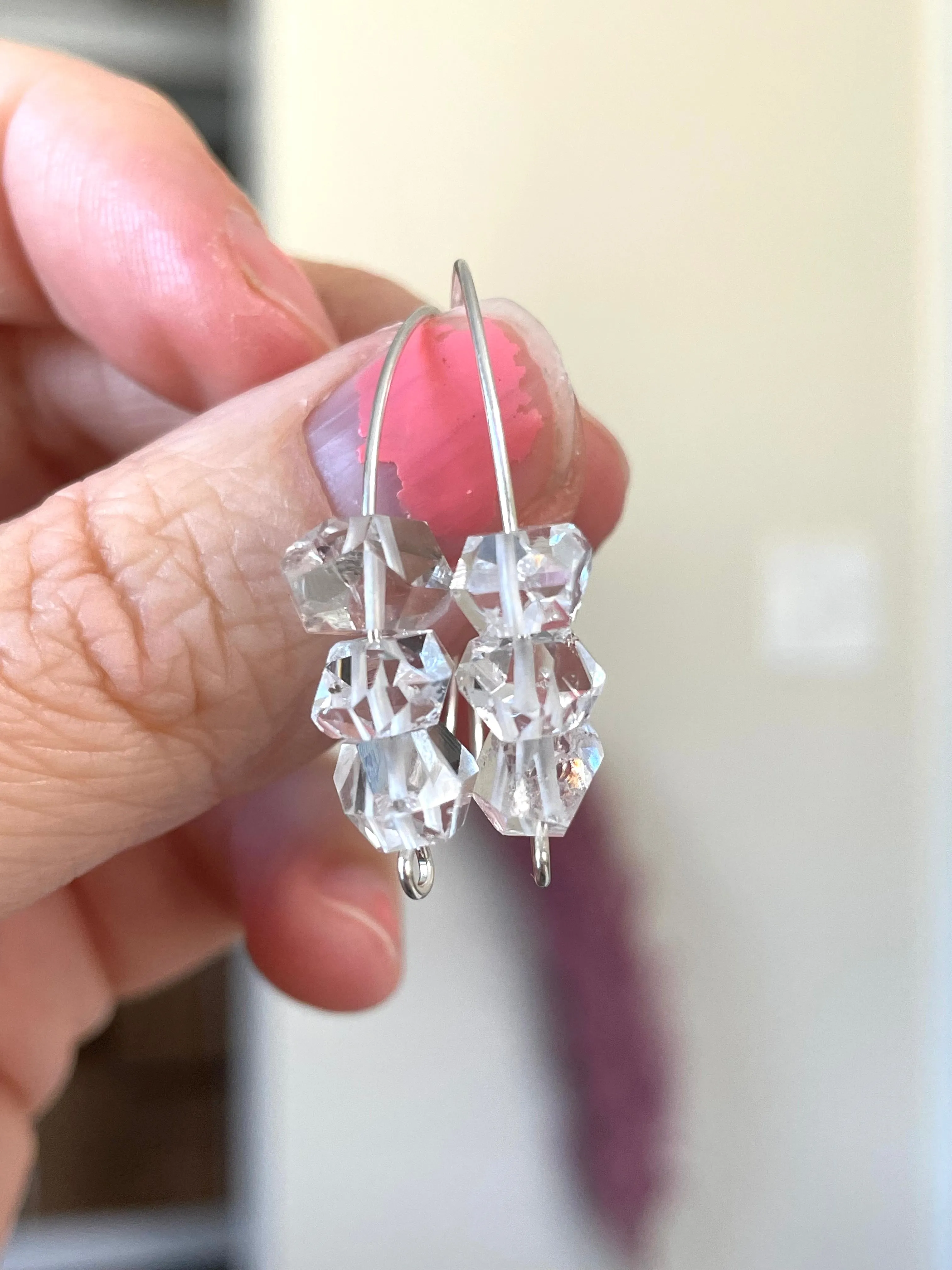 Herkimer Diamond Earrings Raw Crystal April Birthstone Jewelry