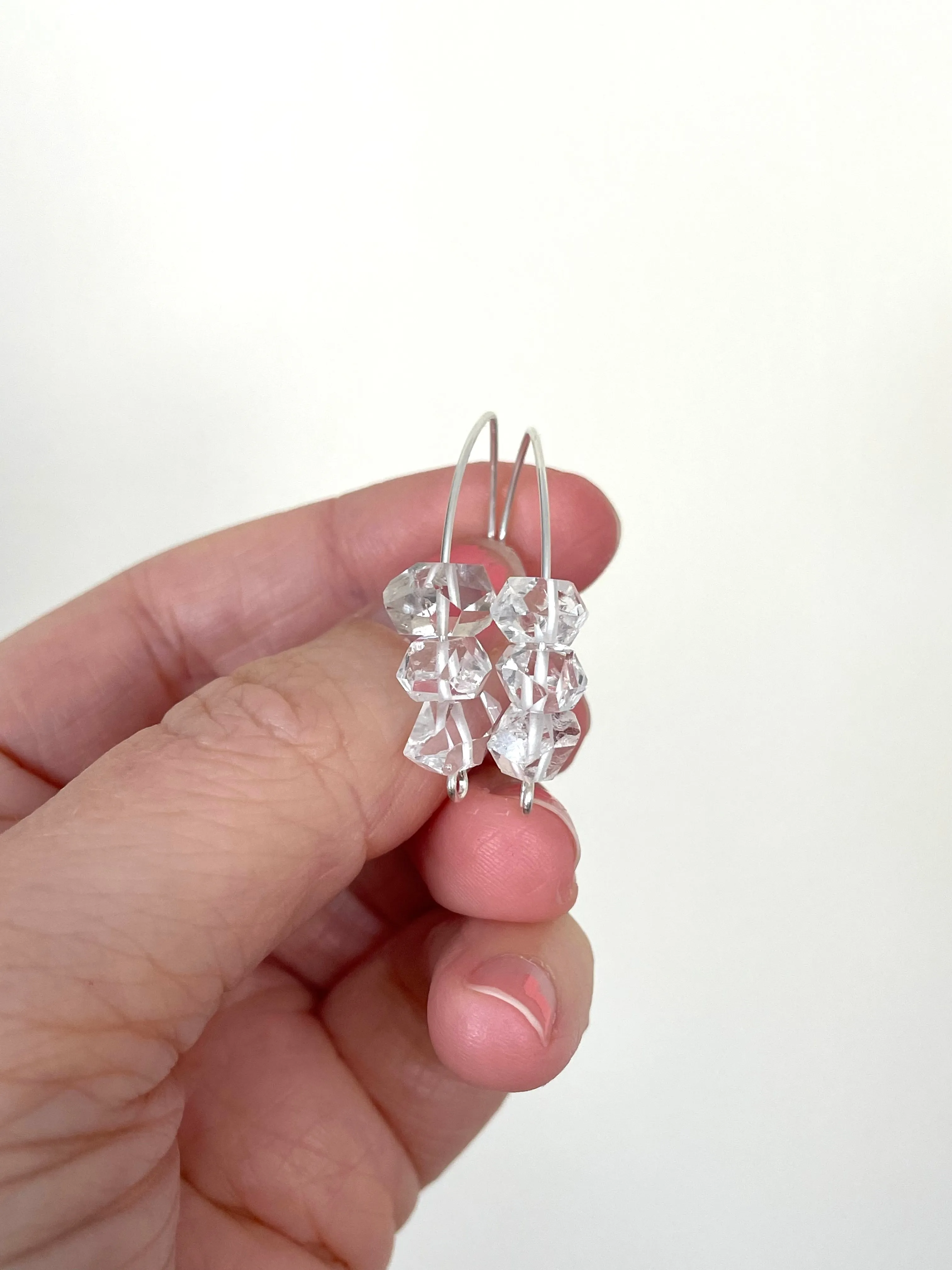 Herkimer Diamond Earrings Raw Crystal April Birthstone Jewelry