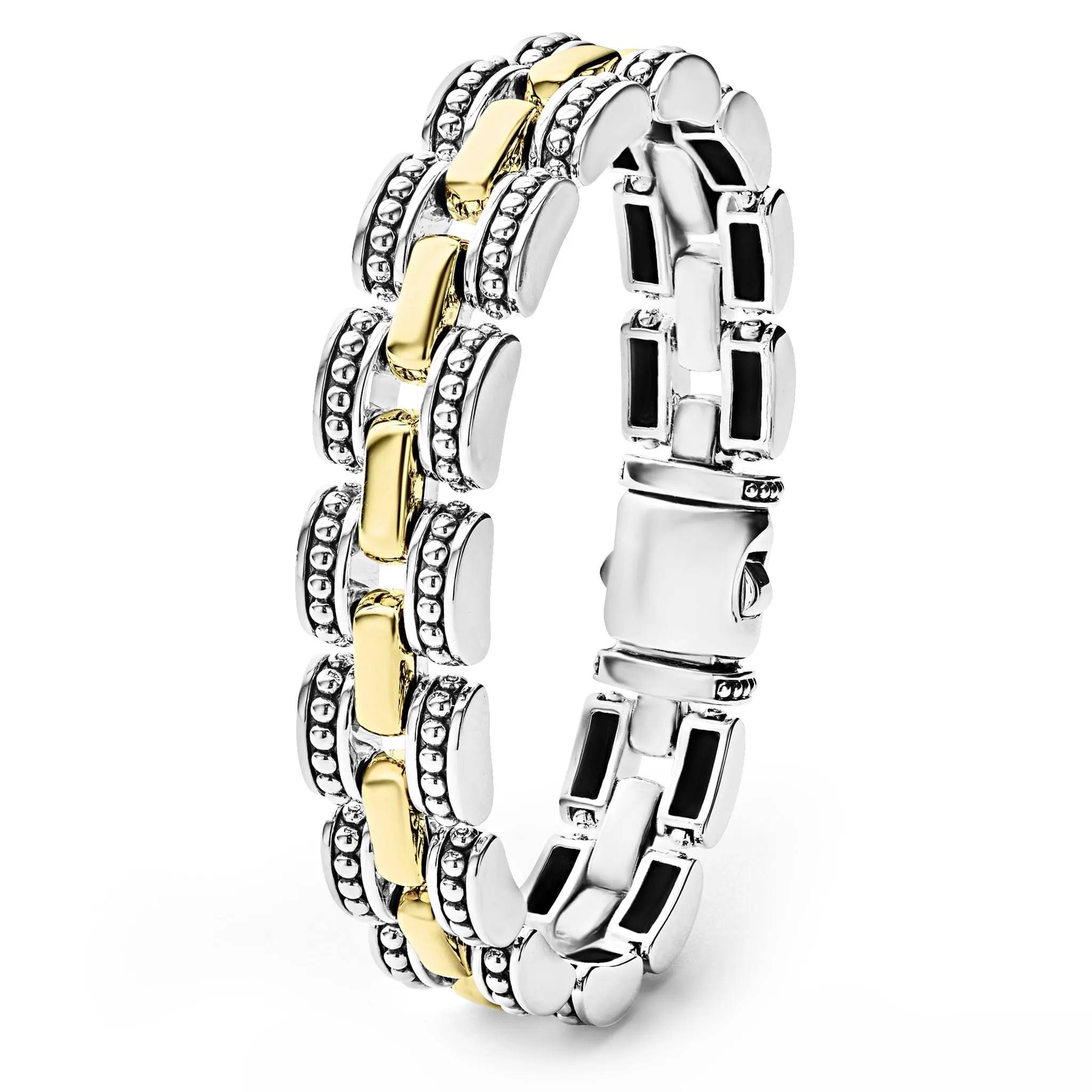 High Bar Two-Tone Caviar Link Bracelet