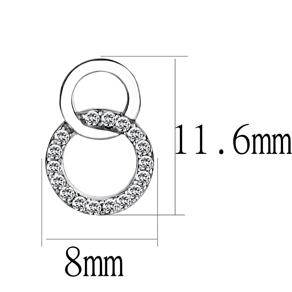 High polished (no plating) Stainless Steel Earrings with AAA Grade CZ in Clear for Women Clear Stone Color Style DA179