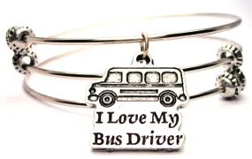 I Love My Bus Driver Triple Style Expandable Bangle Bracelet