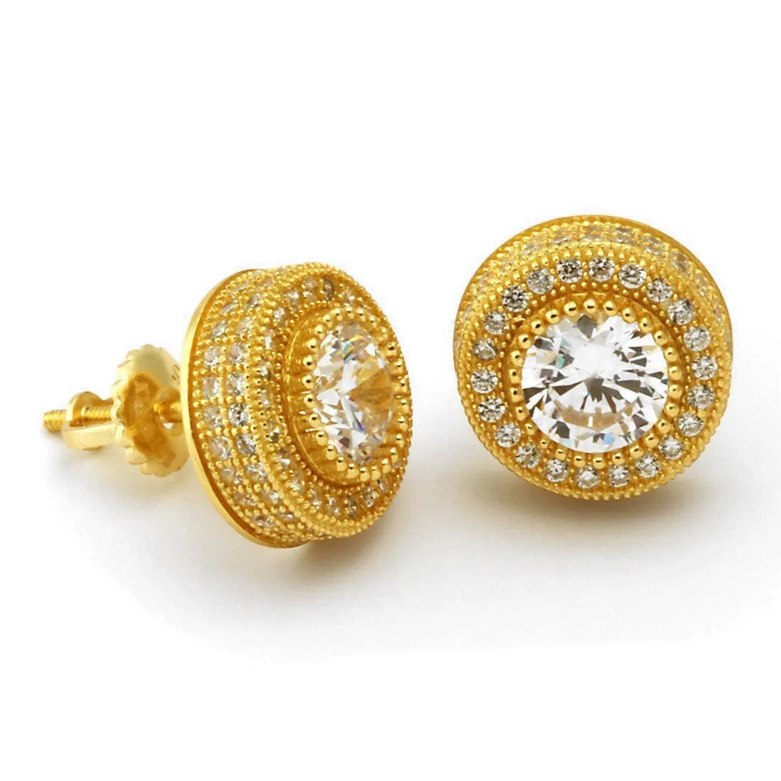 Iced Button Stud Earrings