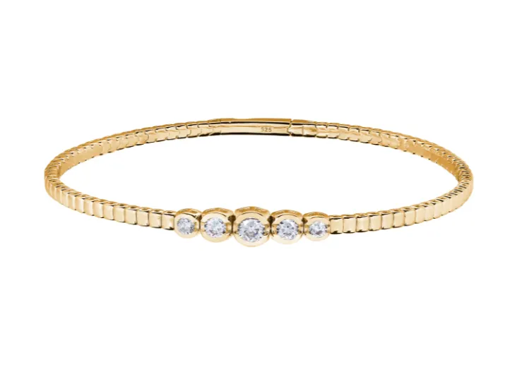 Kelly Waters Gold Plated Graduating Bezel Set CZ Bangle Bracelet (SI6002)