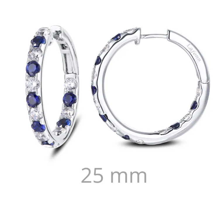 Lab Grown Sapphire and Simulated Diamond Inside Out Hoop Earrings E0363CSP