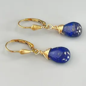 Lapis Earrings Gold, Silver