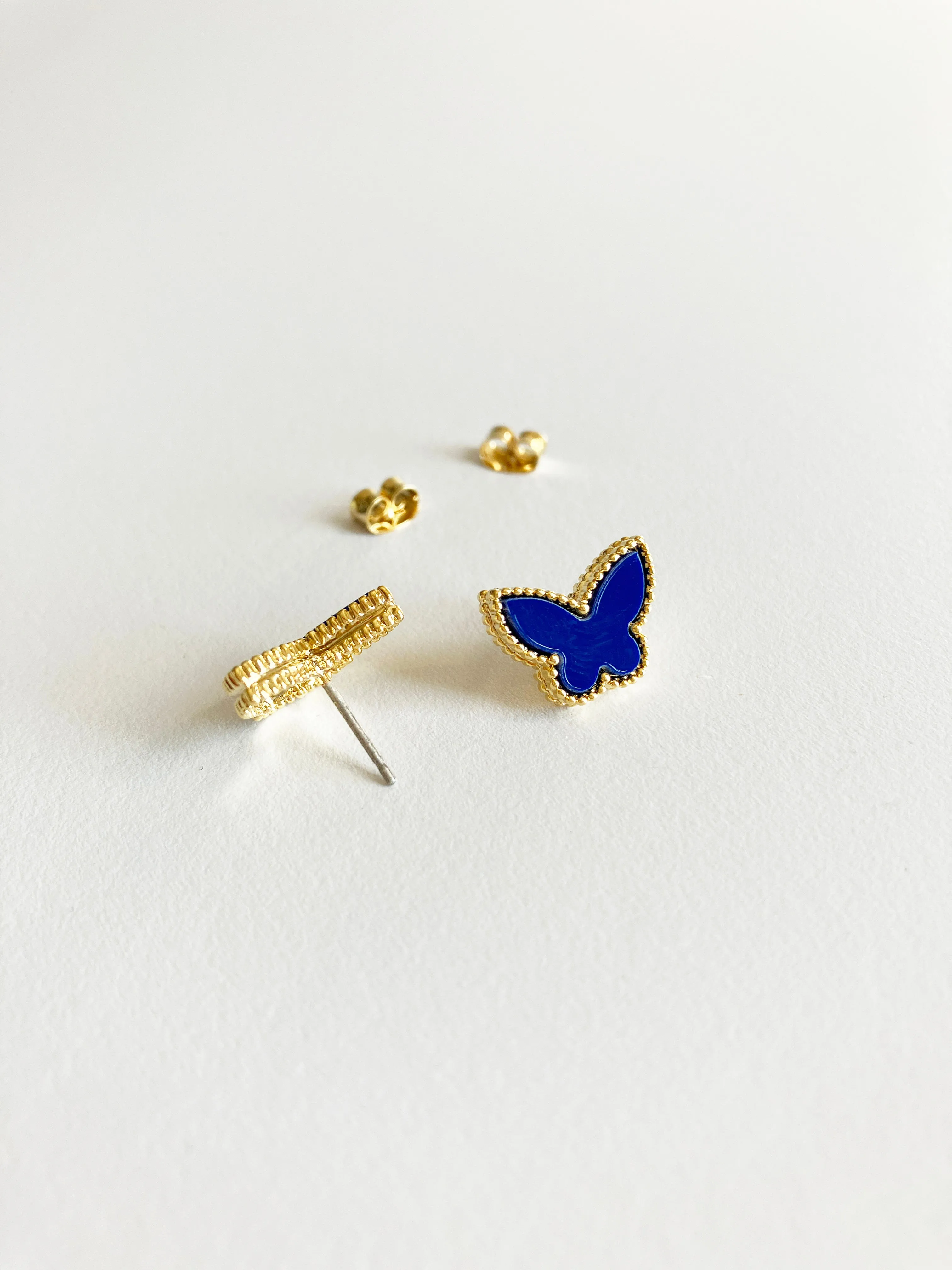 Lapis Lazuli Butterfly Earrings in Gold