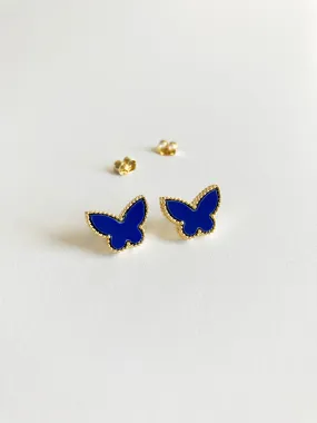 Lapis Lazuli Butterfly Earrings in Gold