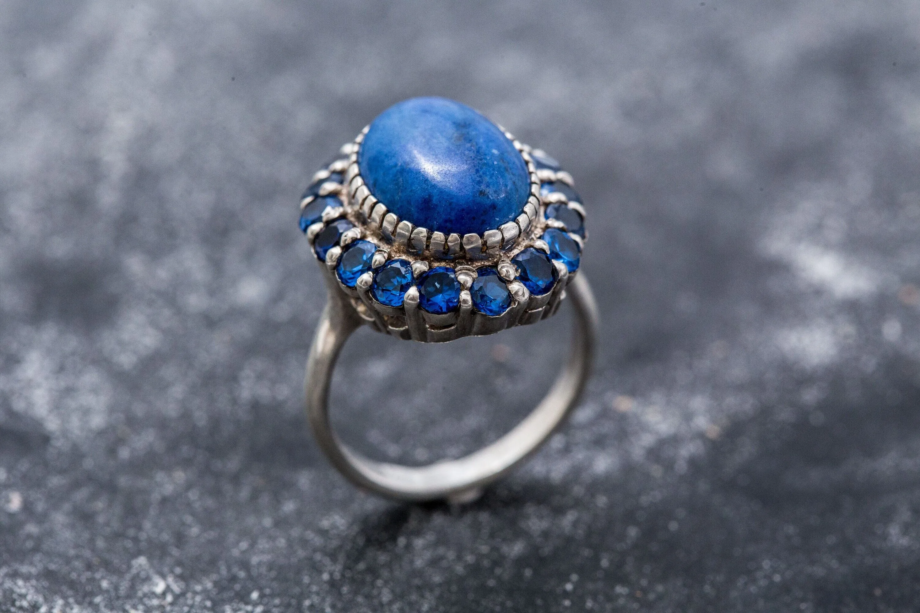 Lapis Lazuli Ring - Large Victorian Ring - Blue Statement ring