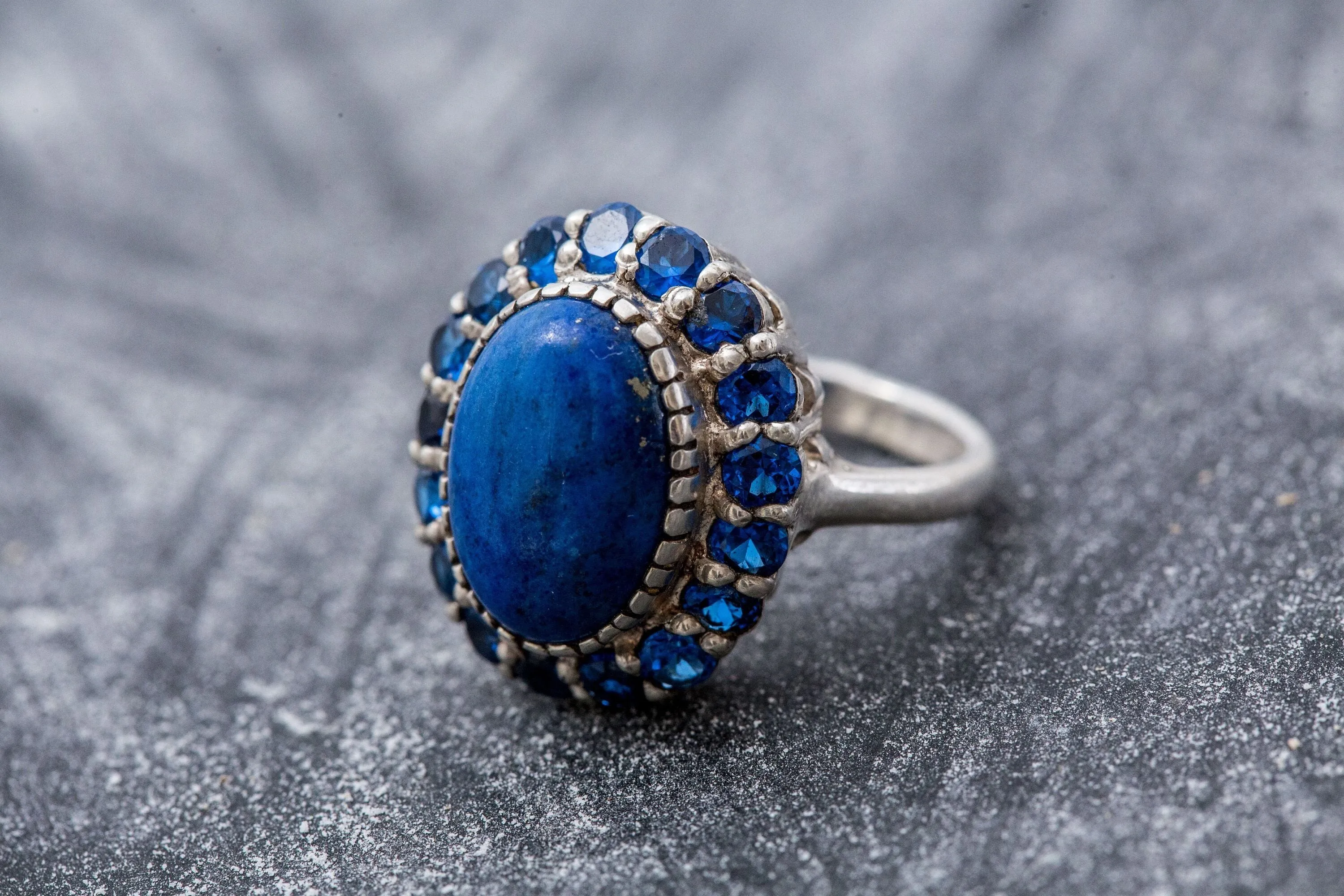 Lapis Lazuli Ring - Large Victorian Ring - Blue Statement ring