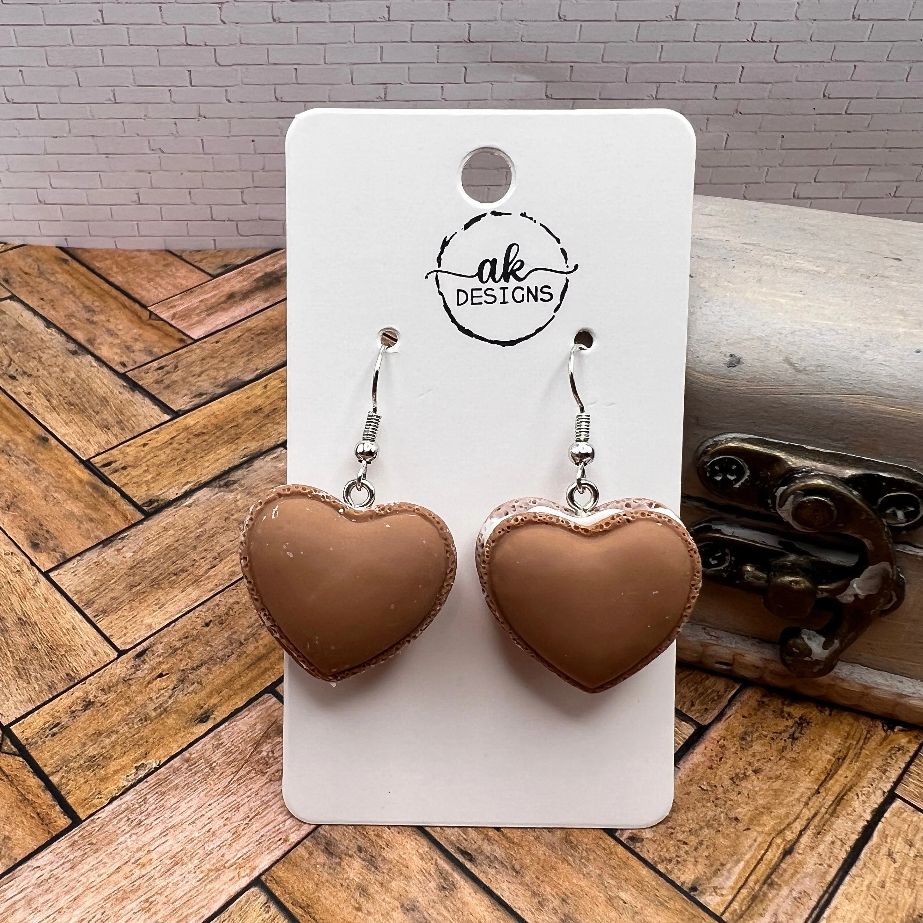 Large Heart Shaped Macaron Resin Cartoon Kawaii Style Cookie Earrings - Clearance