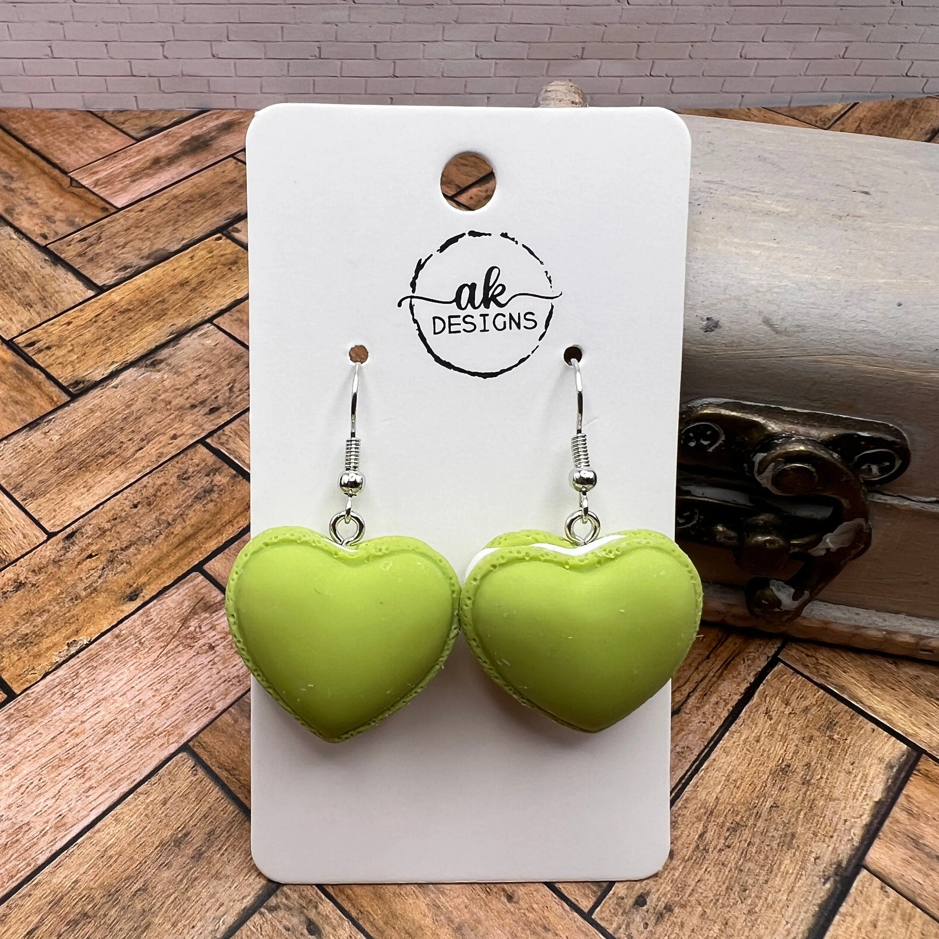 Large Heart Shaped Macaron Resin Cartoon Kawaii Style Cookie Earrings - Clearance