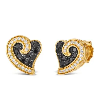 Le Vian Diamond Heart Stud Earrings featuring Blackberry & Vanilla Diamonds, 0.39 Carat TW