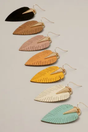 Leaf Shape PU Leather Earrings