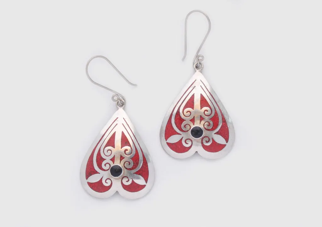 Love Shaped White Metal Drop Earrings