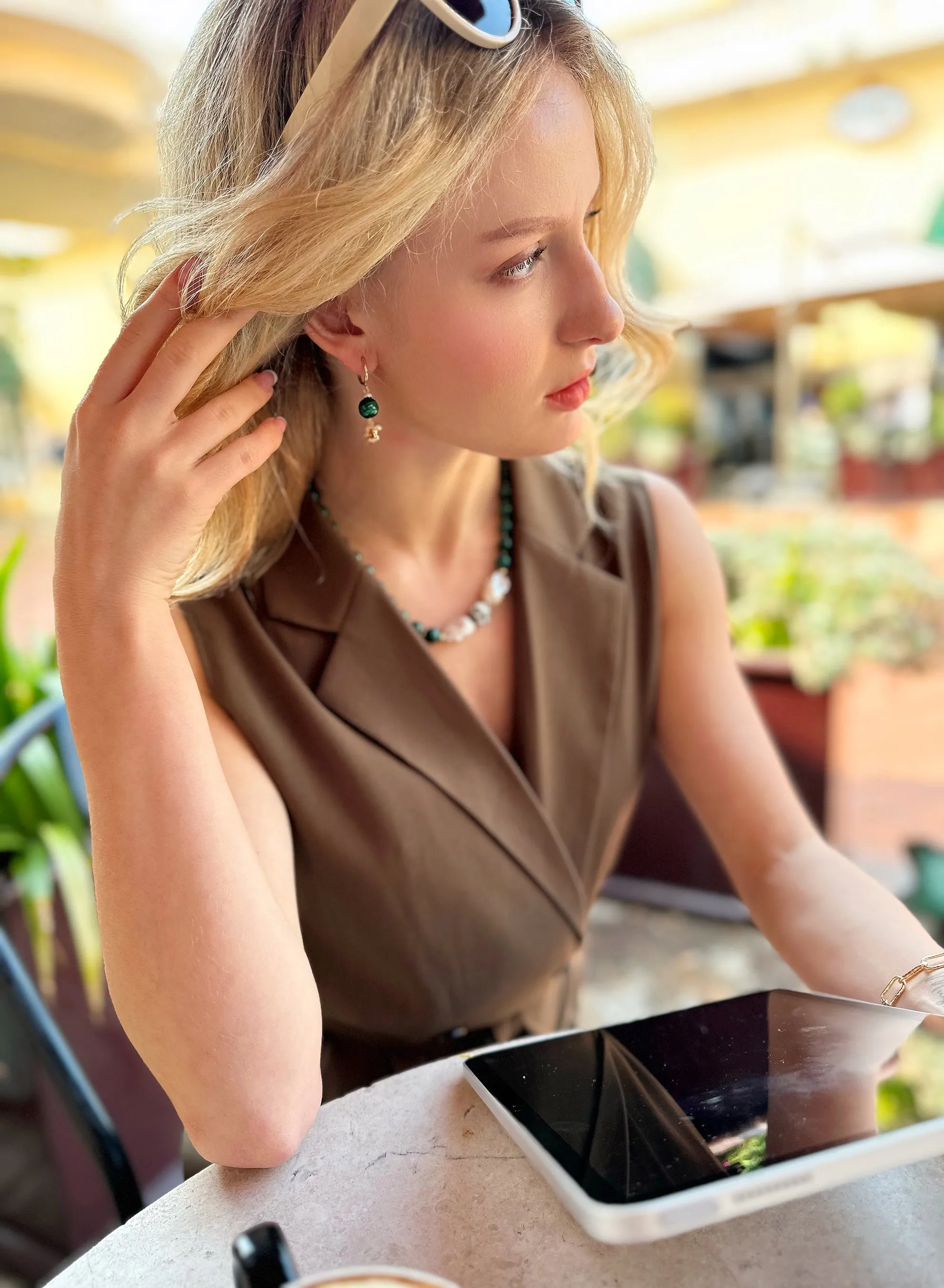 Malachite With Squirrel Clip-on Earrings JE035