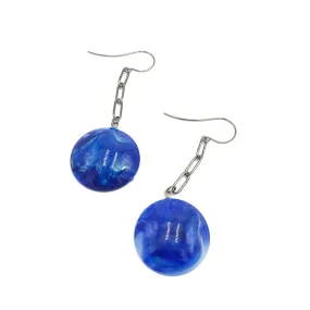 Marbled Blue & Paperclip Chain Link Earrings *