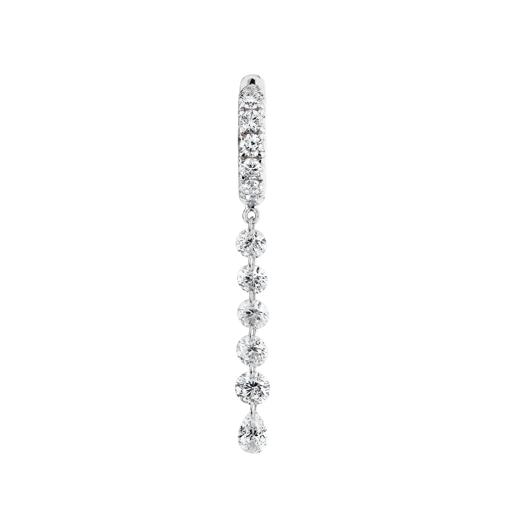 Medium Pierced Diamond Dangle Hoops | Ready to Ship