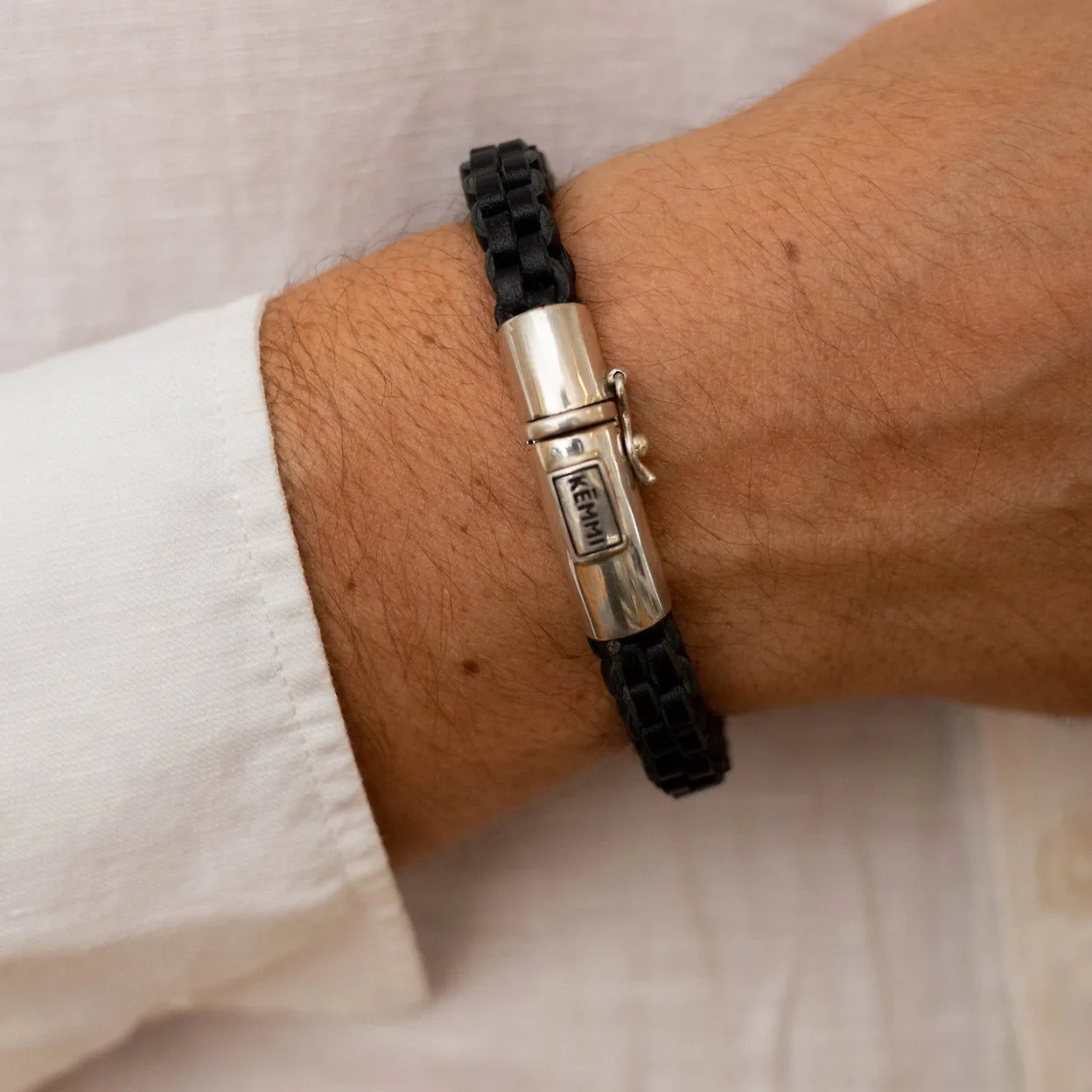 Men's Leather Black Enzo Bracelet