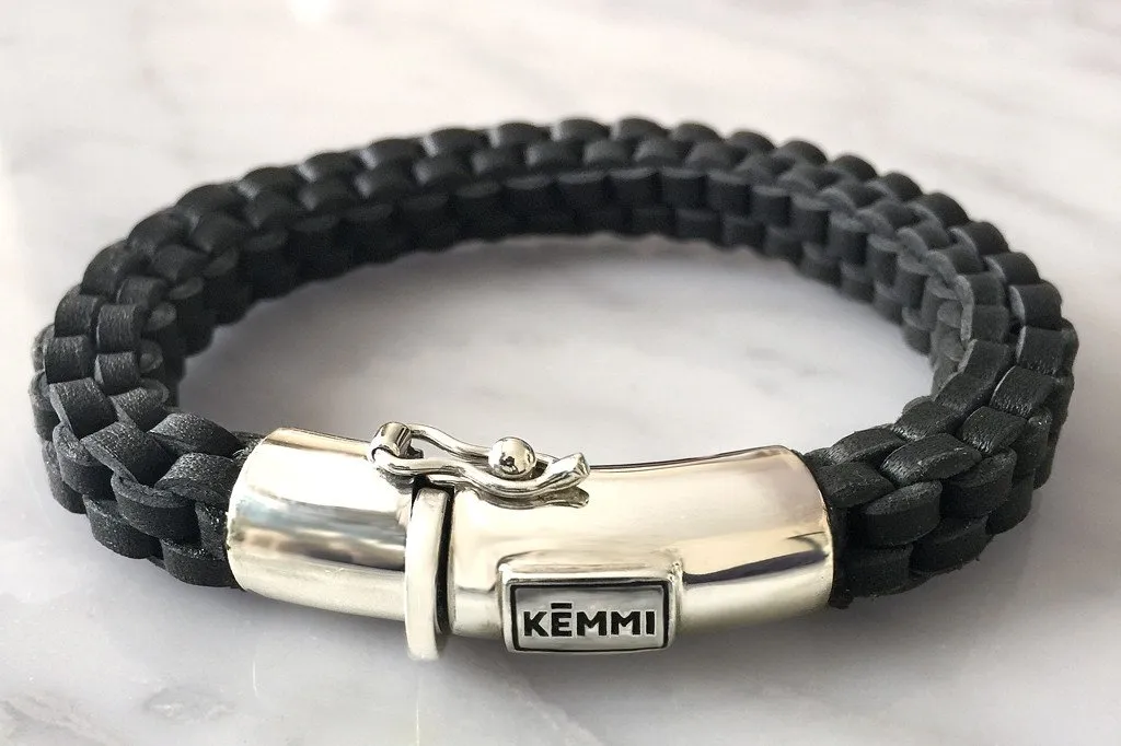 Men's Leather Black Enzo Bracelet