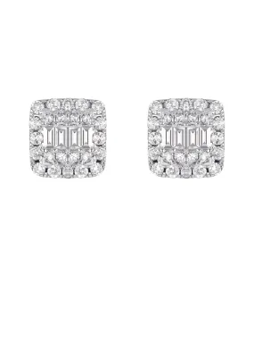 Mens Stud Diamond Earrings | 1.3 Carats 14K White Gold