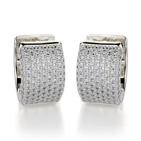 Michael M 18K White Gold Huggie Diamond Hoop Earrings MOB107