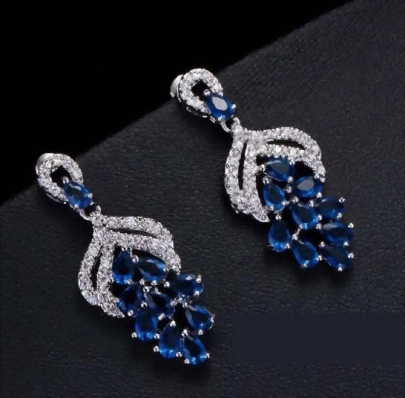 Micro Pave AAA  Cubic Zircon Drop Flower Shaped Earrings