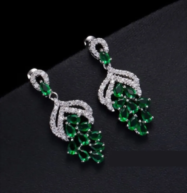 Micro Pave AAA  Cubic Zircon Drop Flower Shaped Earrings