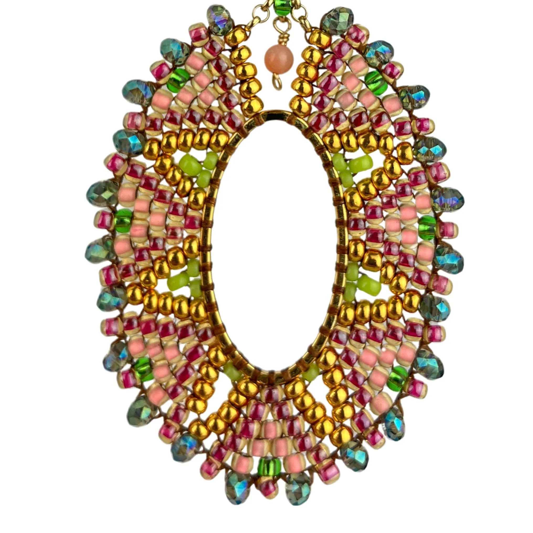 Miguel Ases Santorini Hoop Earrings in Pink Coral Multi