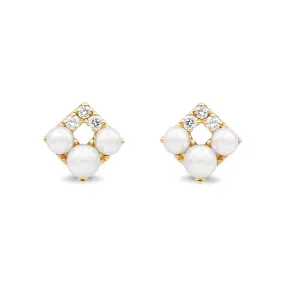 Mikimoto Diamond & Pearl Falling Flakes Earrings