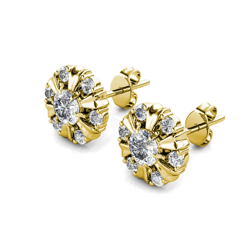 Millie 18k White Gold Plated Stud Earrings with Simulated Diamond Crystals