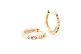 Mini Rainbow Sapphire Huggie Hoop Earrings by Celine Daoust