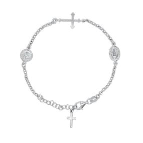 MIRACULOUS MEDAL AND ANGEL - BRACELET - SILVER