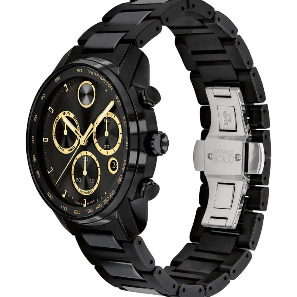 Movado BOLD Verso Black Chronograph Swiss Quartz Men's Watch 3600906