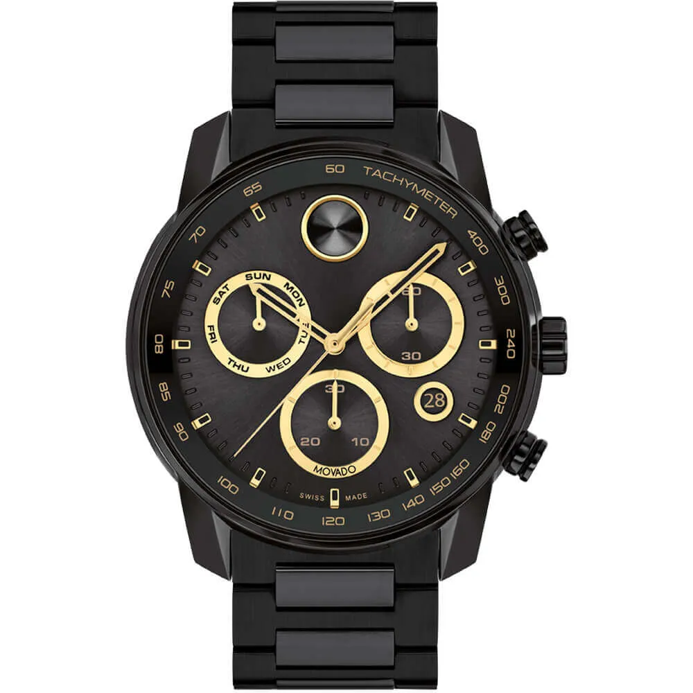 Movado BOLD Verso Black Chronograph Swiss Quartz Men's Watch 3600906