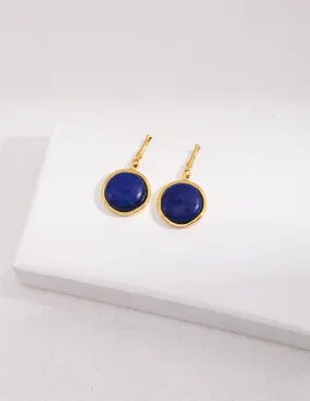 Natural Lapis Lazuli Stone Round Earrings