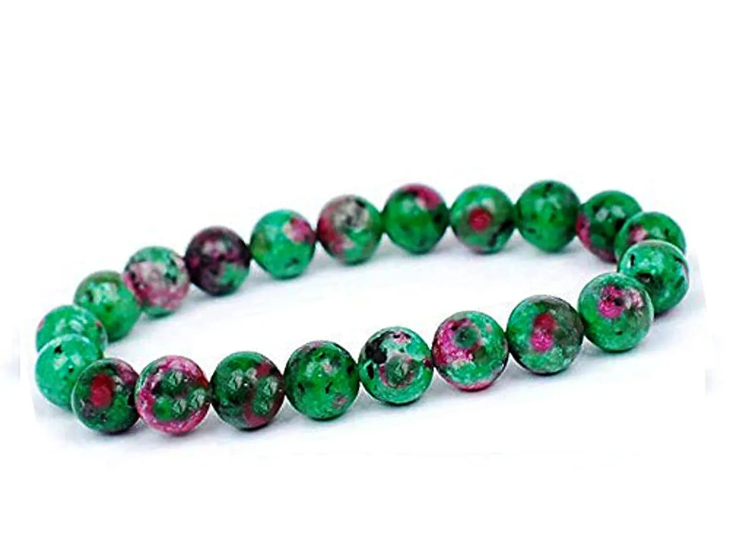 Natural Ruby Zoisite Stone Bracelet 8 mm Beads Lab Stretchable Elastic Bracelet Ruby Zoisite Crystal Gemstone