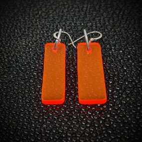 Neon Orange/ Pink Rectangle Dangle Earrings