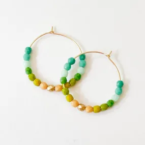 Nest Pretty Things  | Colorful Gold Filled Green Ombre Hoop Earrings