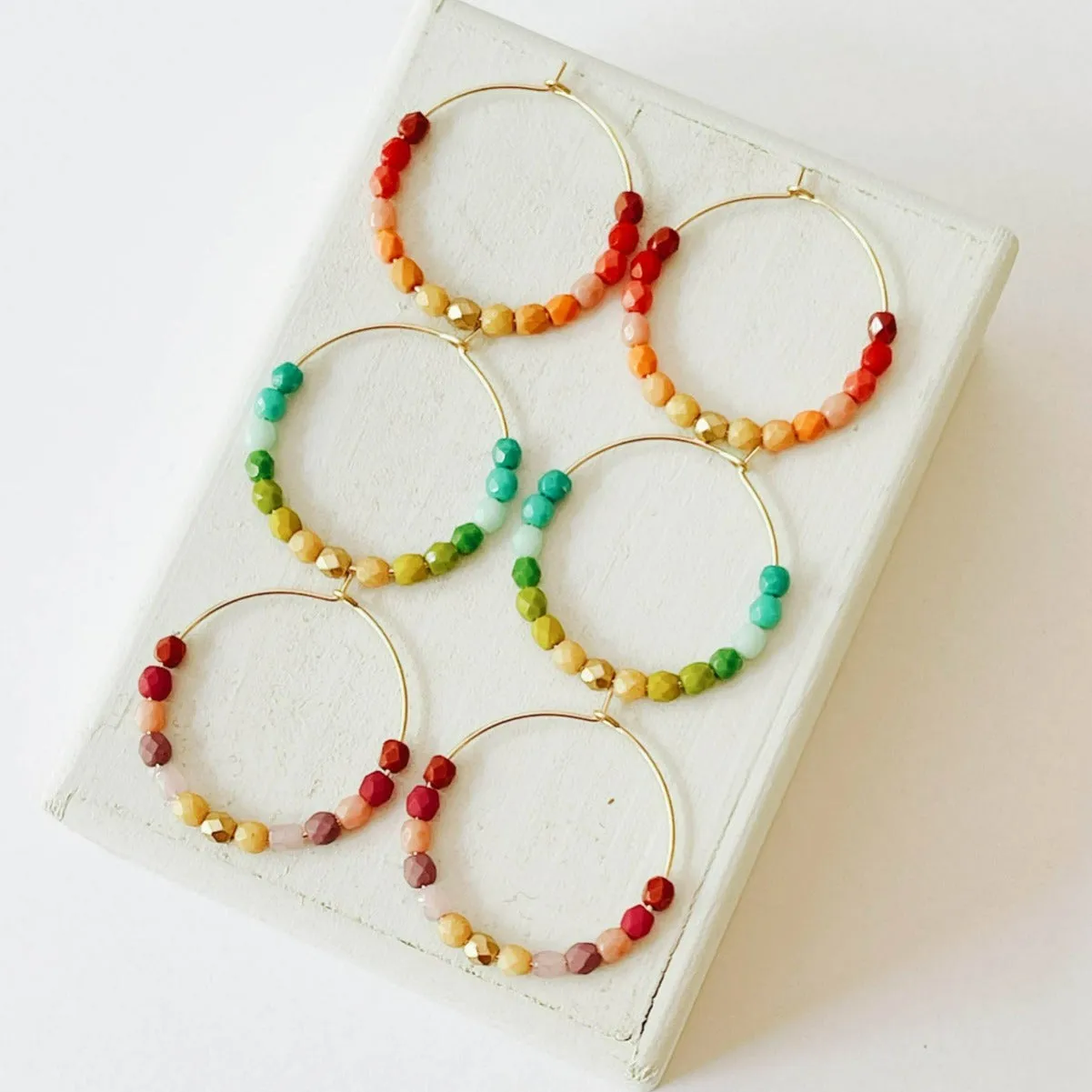 Nest Pretty Things  | Colorful Gold Filled Green Ombre Hoop Earrings